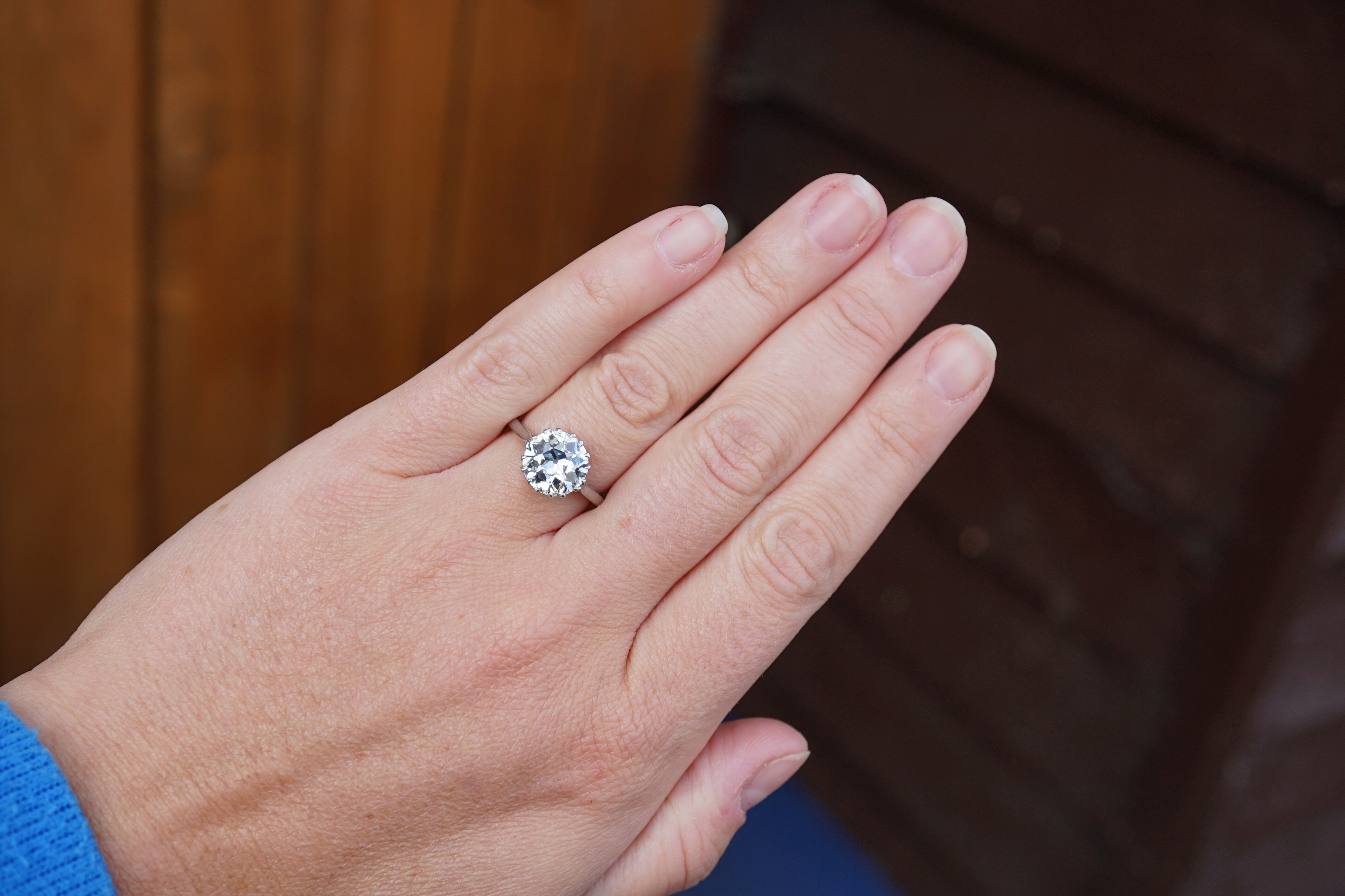 A platinum and solitaire diamond set ring